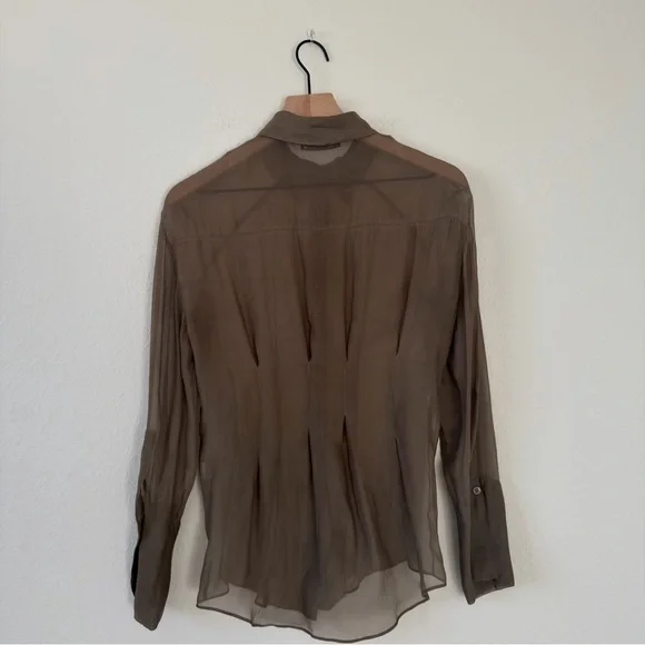 Zara - Sheer Tapered Waist Button-Down Shirt - Picture 2 of 3